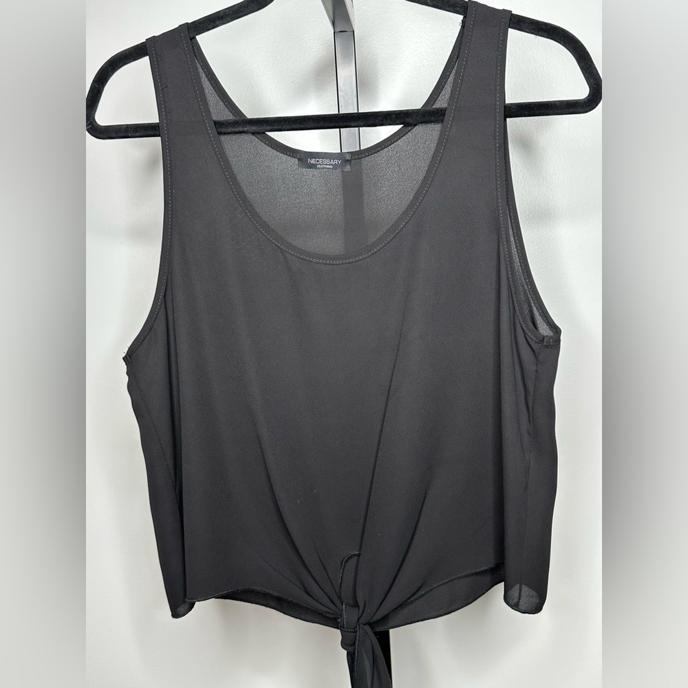 Necessary Clothing Women Black Crop Top with Tie in the Front